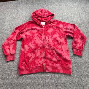 Hollister‎ Hoodie Womens S Pink Tie-Dye Jacket Zip-Up Sweatshirt Pockets Boho